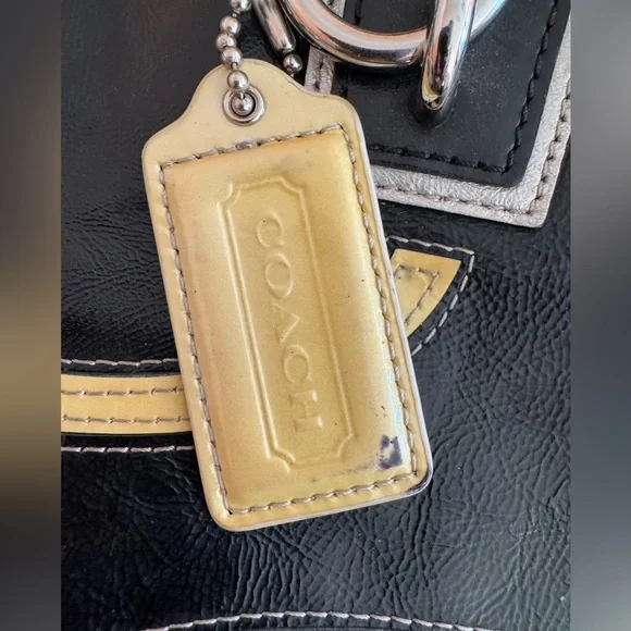 2010 Coach Opt Art Signature Patent Leather Black and Yellow Tote Bag - Picture 10 of 11